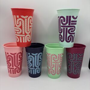 6 Starbucks Holiday 2013 Reusable 16oz Color Changing Candy Cane Cups - No Lids